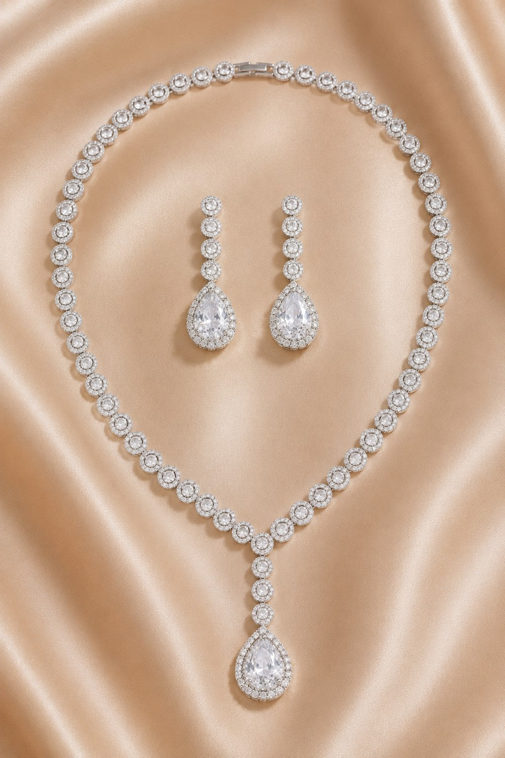 Gorgeous Zircon Earrings/Necklace Jewelry Sets (Set of 2) 702764815986 - 7 Days / Silver - COCOMELODY